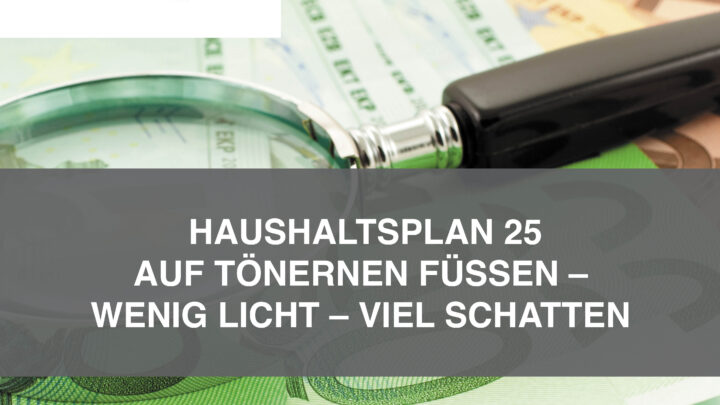 Haushaltsplan 25 auf tönernen Füßen – Wenig Licht – viel Schatten